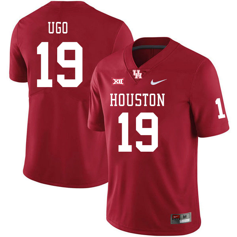 Men #19 Justice Ugo Houston Cougars Big 12 XII College Football Jerseys Stitched-Red - Click Image to Close